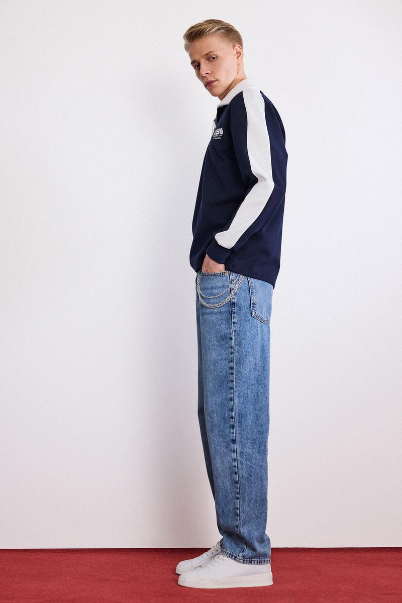 DeFacto Blue Man Baggy Fit Jeans Casual - Image 2